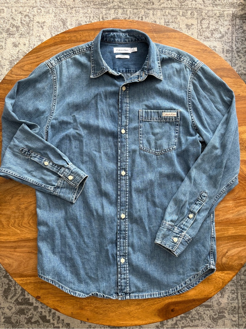 Calvin Klein Blue Denim Long-Sleeve Button-Down Shirt
